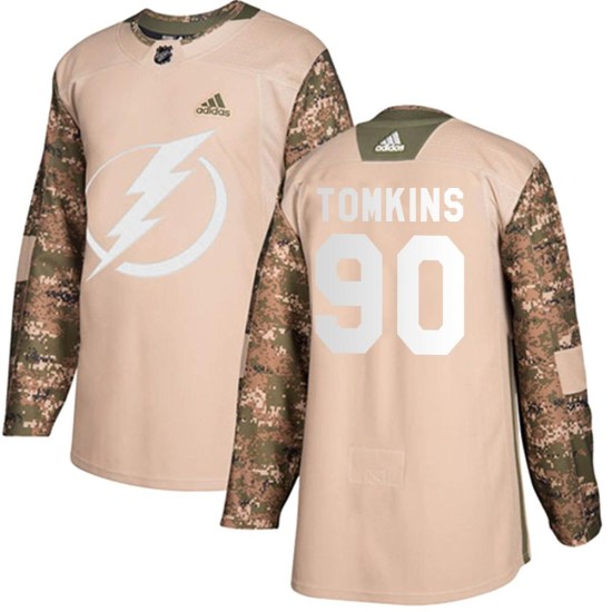Matt Tomkins Tampa Bay Lightning Authentic Veterans Day Practice Adidas Jersey - Camo