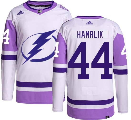 Roman Hamrlik Tampa Bay Lightning Authentic Hockey Fights Cancer Adidas Jersey