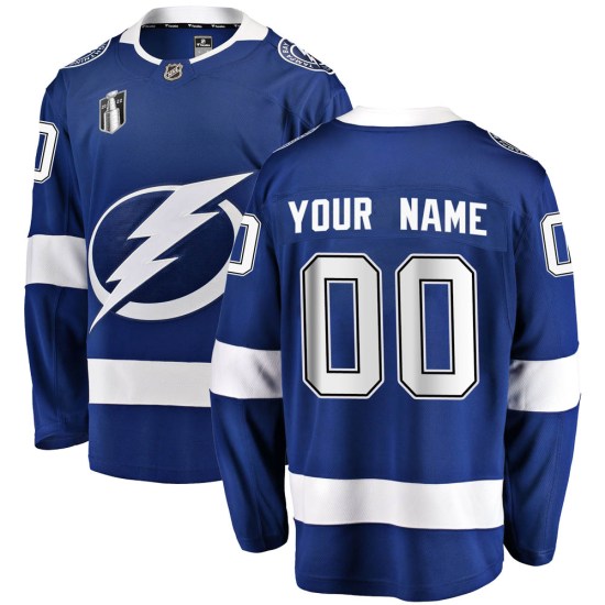 Custom Tampa Bay Lightning Youth Breakaway Custom Home 2022 Stanley Cup Final Fanatics Branded Jersey - Blue