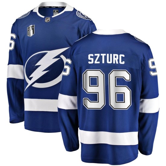 Gabriel Szturc Tampa Bay Lightning Youth Breakaway Home 2022 Stanley Cup Final Fanatics Branded Jersey - Blue