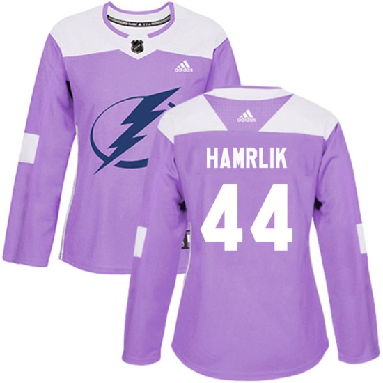 Roman Hamrlik Tampa Bay Lightning Women's Authentic Fights Cancer Practice Adidas Jersey - Purple