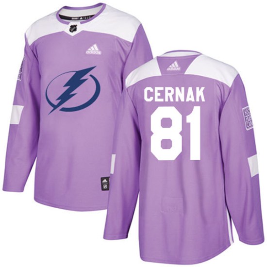Erik Cernak Tampa Bay Lightning Authentic Fights Cancer Practice Adidas Jersey - Purple