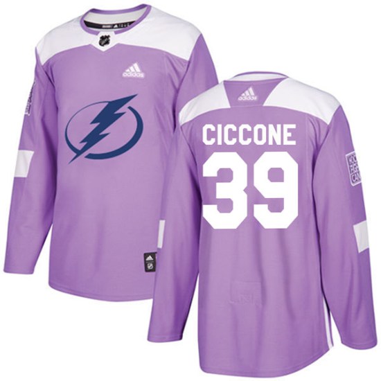 Enrico Ciccone Tampa Bay Lightning Authentic Fights Cancer Practice Adidas Jersey - Purple