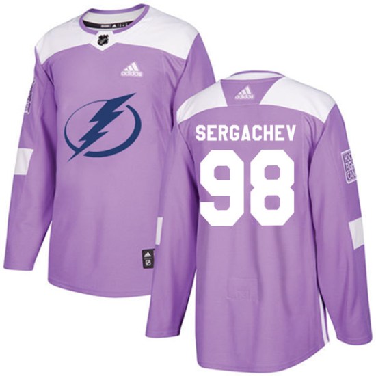 Mikhail Sergachev Tampa Bay Lightning Authentic Fights Cancer Practice Adidas Jersey - Purple