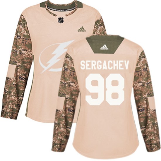Mikhail Sergachev Tampa Bay Lightning Women's Authentic Veterans Day Practice Adidas Jersey - Camo