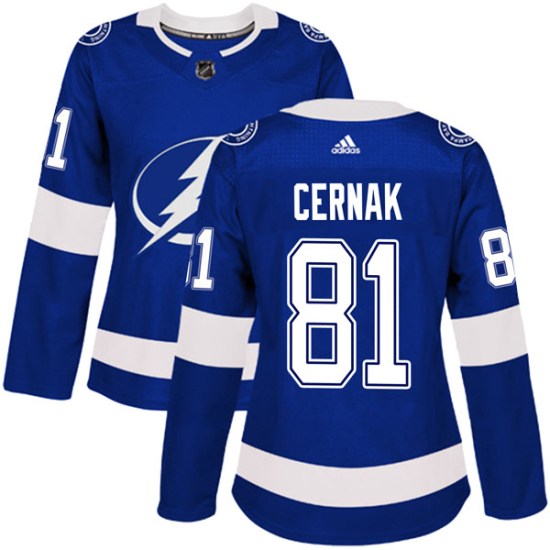 Erik Cernak Tampa Bay Lightning Women's Authentic Home Adidas Jersey - Blue