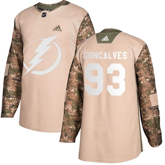 Gage Goncalves Tampa Bay Lightning Youth Authentic Veterans Day Practice Adidas Jersey - Camo